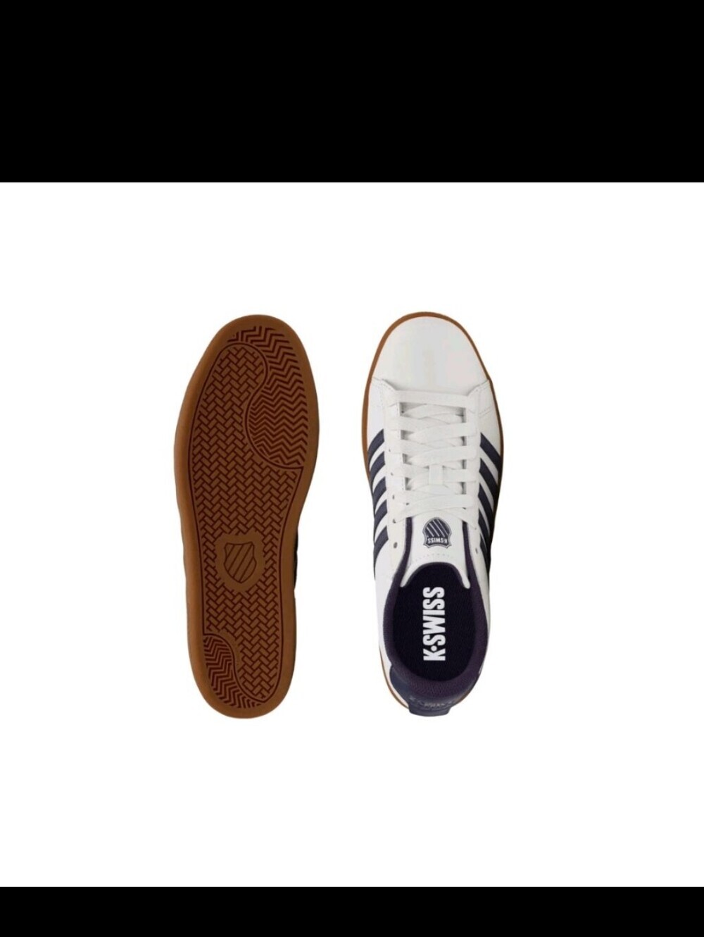 K-Swiss Court Tiebreak II Men’s Sneakers Bright White Naval Academy Gum Leather - Picture 6 of 8